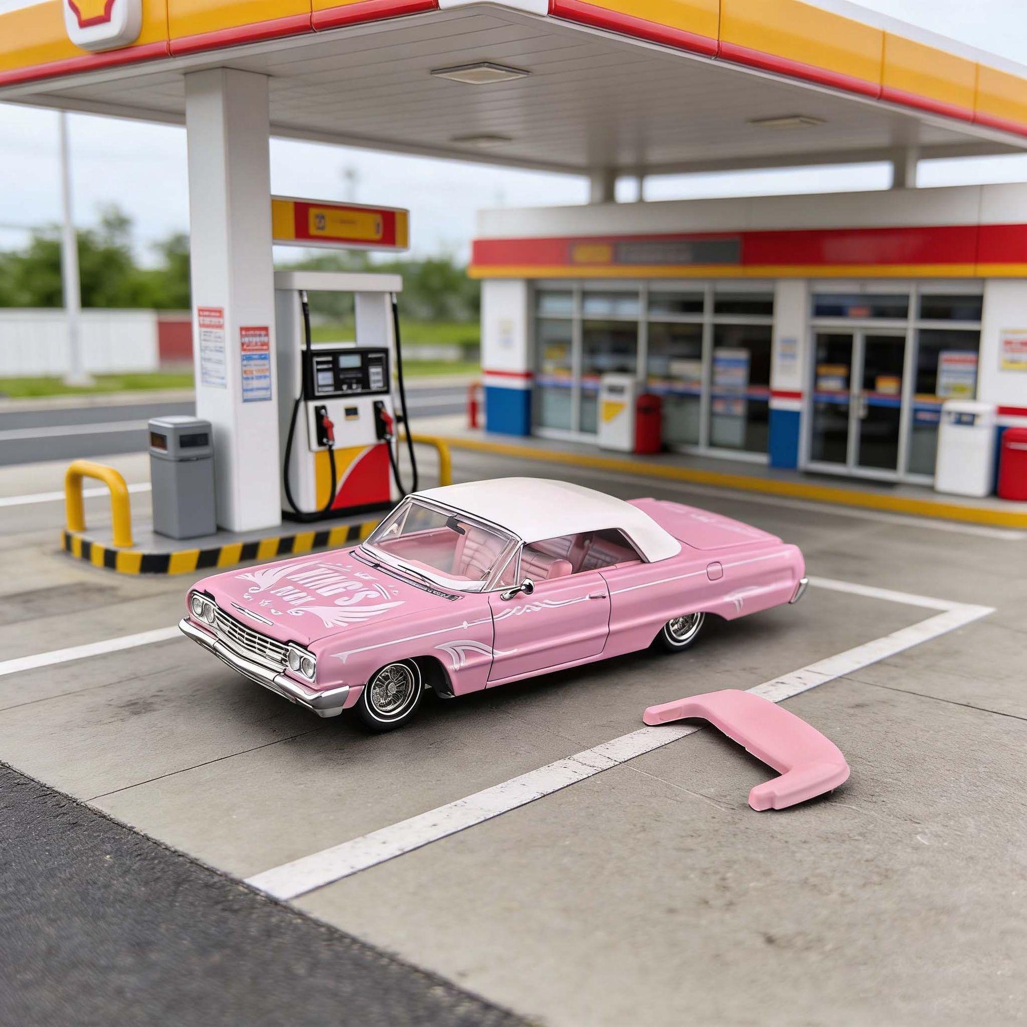 

in stock Fine Works 1:64 Impala Lowrider Pink / Green / Black Diecast Model Car impala West Coast Jump Car Open Top Alloy