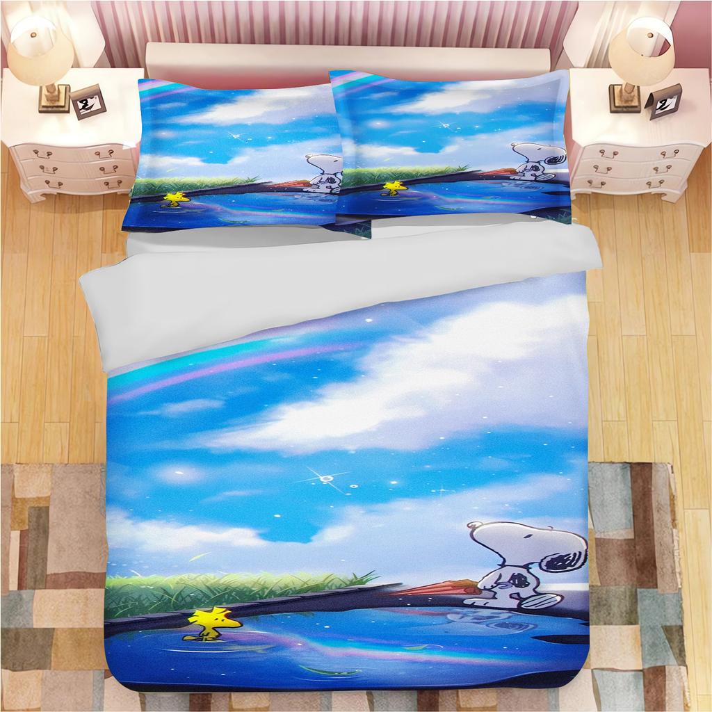 Snoopy Anime Home Bedroom Comforte Nordic polyester material suitable for children and adults 3-piece set