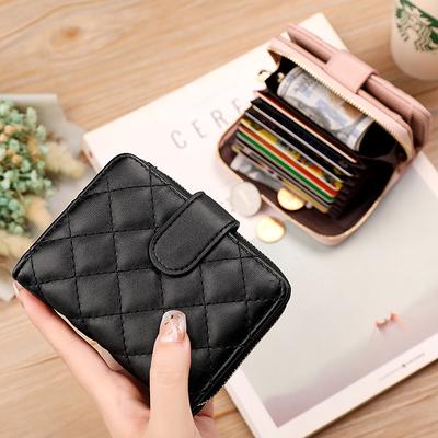 Fashion Wallets Women Organ Card Holder Lingge Short  Purse Simple Generous Ladies Zipper Wallet Credit Holders AVE
