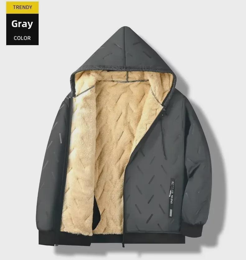 Men's Hooded Lambskin Velvet Winter Jacket