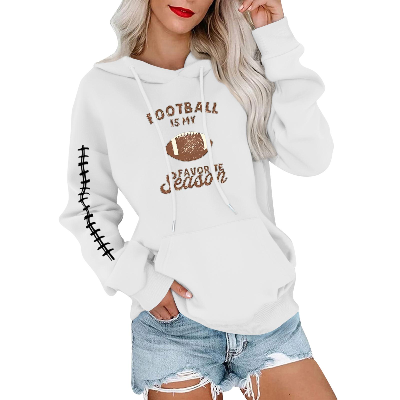 

Women s Fashionable, Casual, Comfortable Round-neck, Hooded, Long-sleeved, Rugby-print Warm Sweater XXL