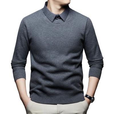MYMRIN Wool Sweater with Waffle and Soft Fleece Lining for Perfect for Office Casual Thick and Warmth Size Men's Shirt-Style Collar, Knit, Comfort,