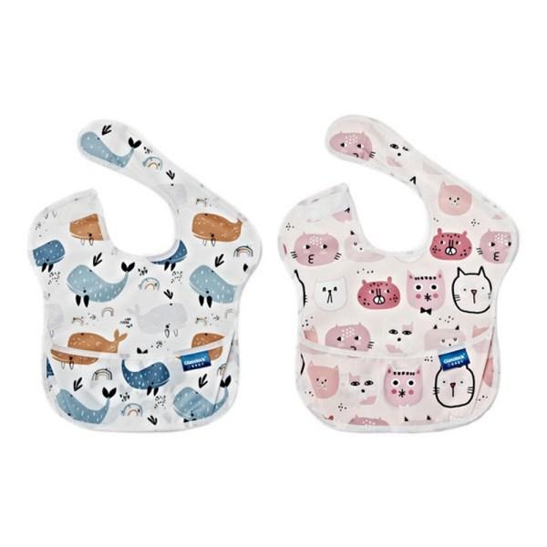 1x Glasslock Baby Waterproof Bib Whale + Animal Friends