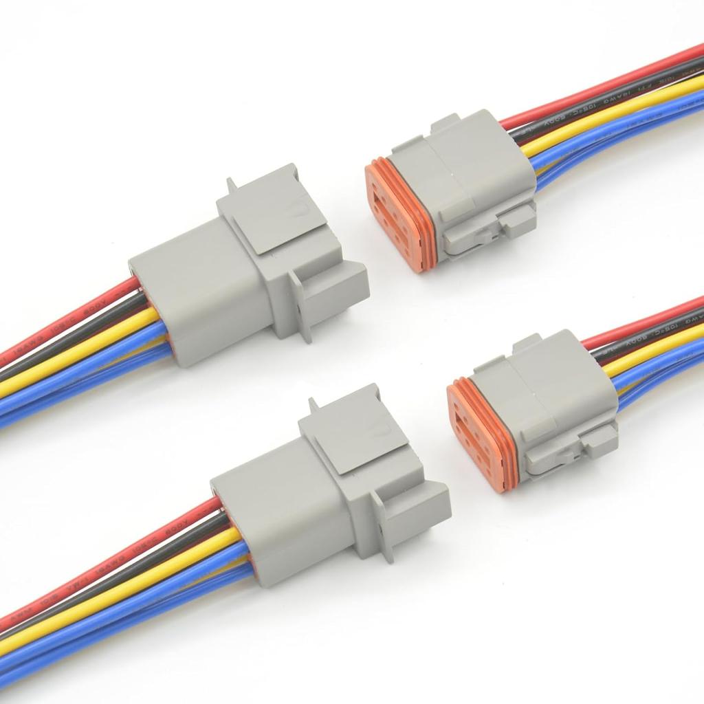 Deutsch DT 6 Pin Connector, 6 Way DT Automotive Waterproof Electrical Connector Male Female Plug Wiring Harness with 16AWG Cable Wire,for
