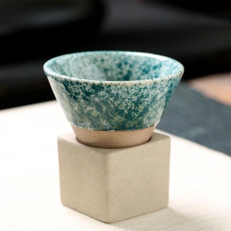 1pc Retro Japanese Triangular Cone Shape Pottery Tea Coffee Cup Pull Ceramic Mug Rough Latte Tea Porcelain Cup for Home Office