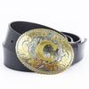 Western Style Men's Leather Belt with English Letter C - European and American Fashion Accessory