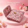 Three-fold Cosmetic Bag Floral Data Cables Organizer Portable Coin Purse  for Students Girls
