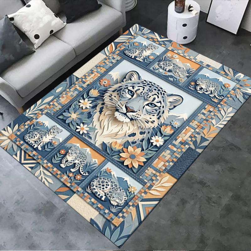 

2025 New Snow Leopard Animal Carpet Rug for Living Room Bedroom Home Sofa Decoration,Kids play Non-slip Floor Mat125 40x60cm( 15x23in )