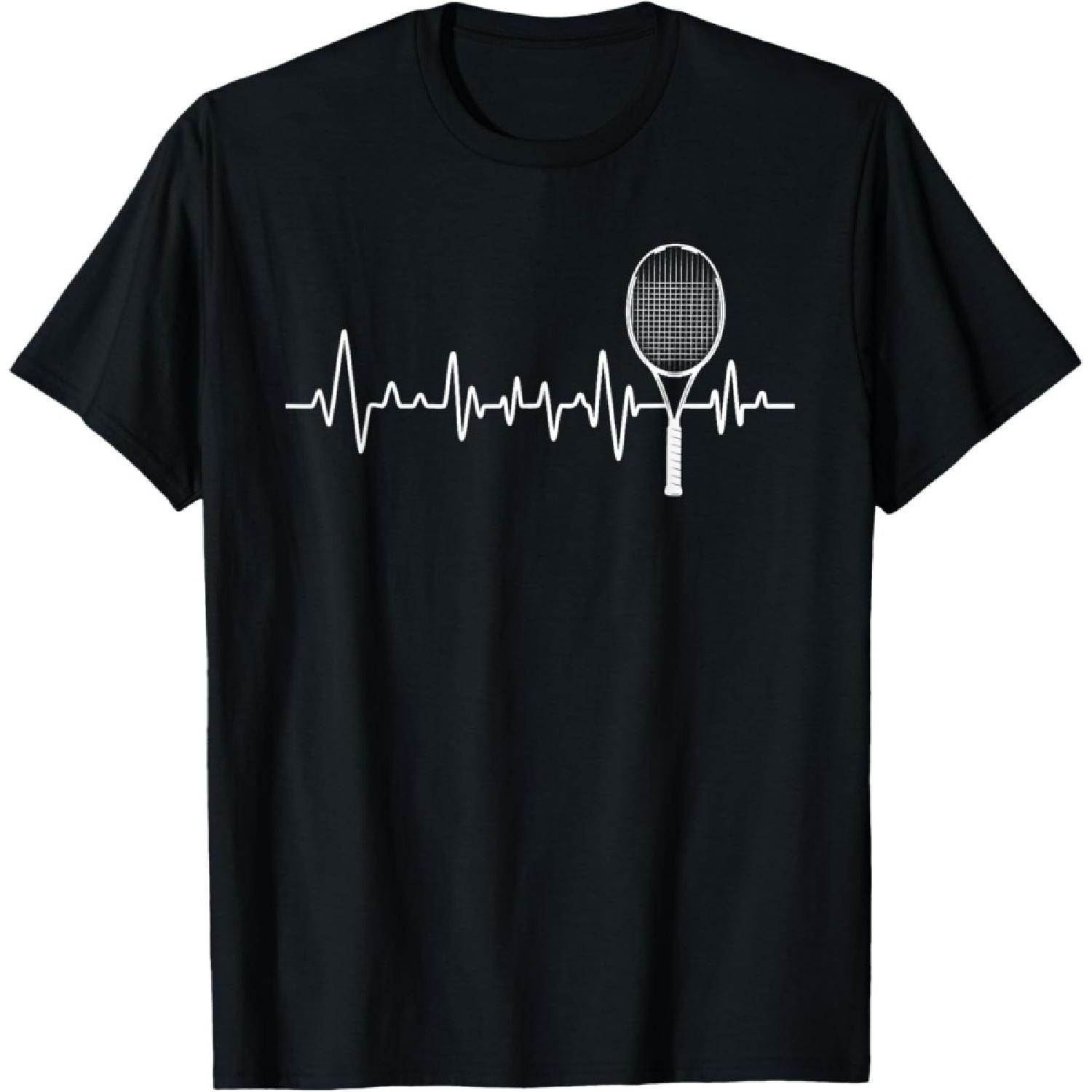Tennis Racket Pulse Heartbeat - EKG Tournament Sports Lover T-Shirt(1) S чёрный