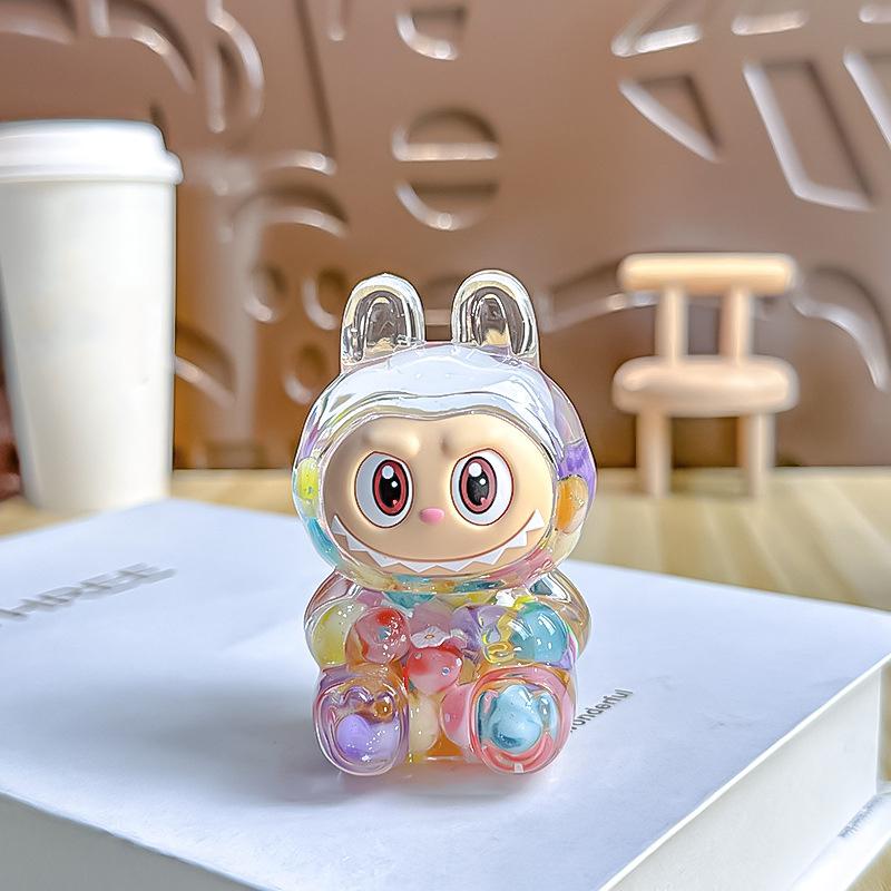 Cartoon Cute Labubu Quicksand Ornaments Car Ornaments DIY Home Decoration Gifts