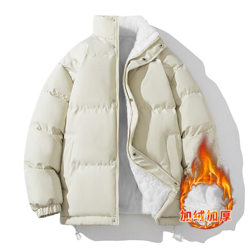 2025 Autumn and Winter New Cotton-padded Clothes Korean Version Spliced Lamb Wool Hooded Jacket Loose Versatile Cotton-padded Clothes Men's 