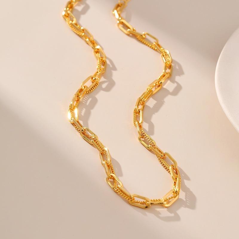 French Paperclip Chain 18k Gold Plated Brass Minimalist Necklace For Women