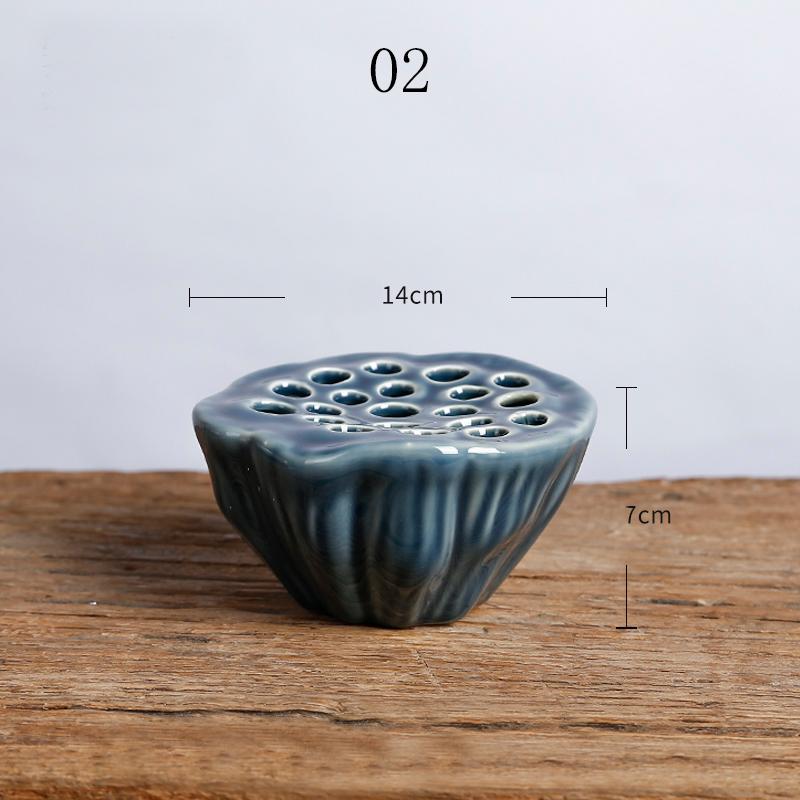 Japanese Style Ikebana Holder Ceramic Lotus Shape Ikebana Flower Arrangement Vase Tea Table Zen Kenzan Flower Art Fixed Tool