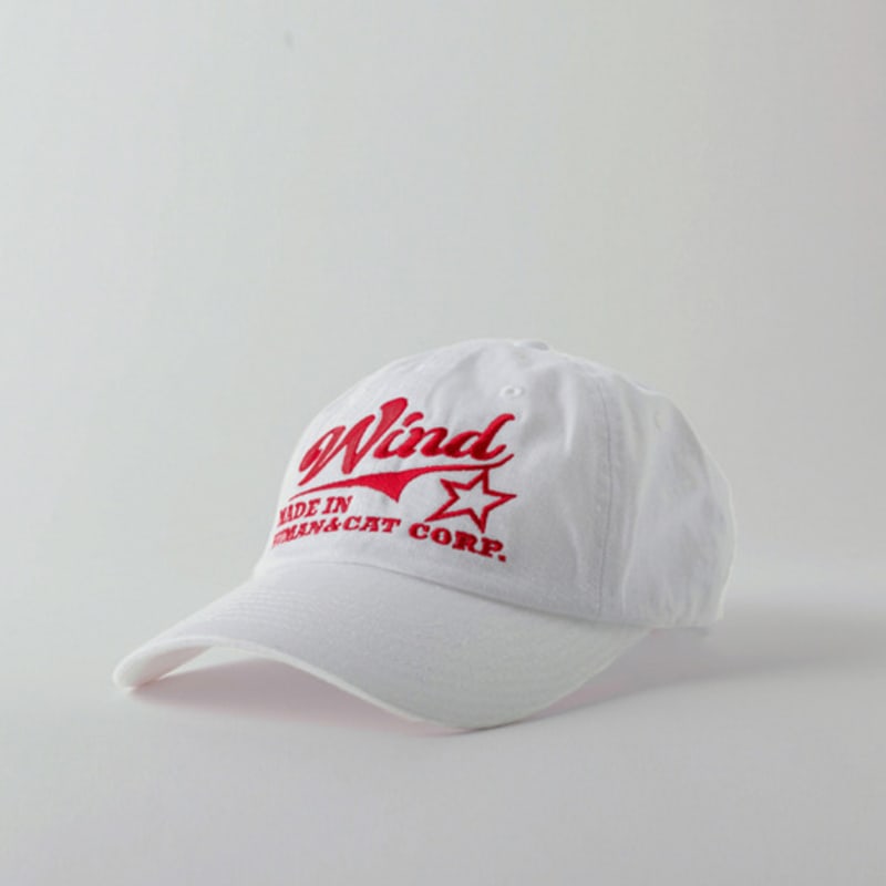

human & cat WIND WASHED COTTON BALL CAP / WHITE WHITE