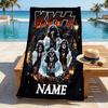Personalisierter Name KISS Band Stilvolles Digitaldruck Strandtuch Schnelltrocknende Saugfähige Decke für Strand Pool Fitnessstudio Reisen