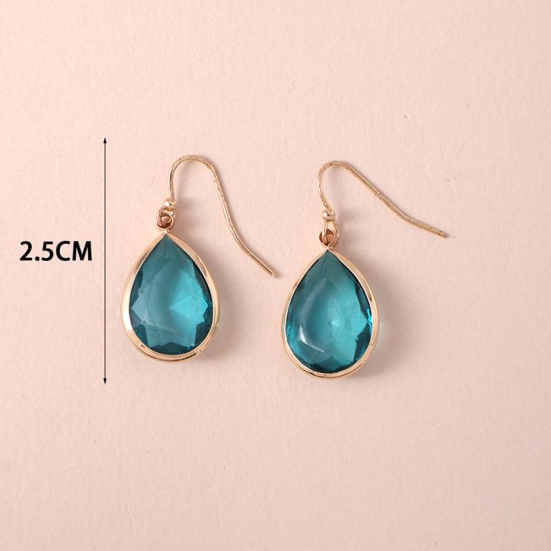 Huajie Water Droplet Shaped Sea Blue Zircon Women's Pendant Earrings Elegant Wedding Earrings Party Charms Fashion