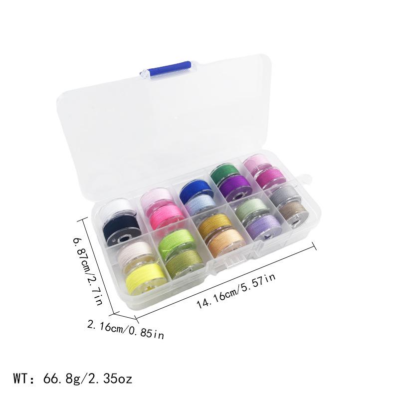 Multi-Specification Household Bobbin Set: Colored Transparent and Metal Bobbins with Thread