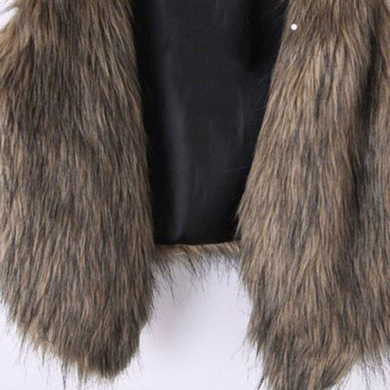 Damen Herbst Winter Weste Kunstleder Kunstfell Flauschige ärmellose Strickjacke V-Ausschnitt Dick Offener Stich Lässige Kurze Weste Oberbekleidung