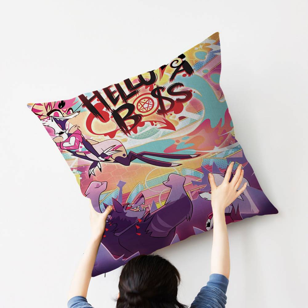 Capa de Almofada Cartoon H-Helluva Boss Personalizada Decoração Quarto Festa Infantil Fronha Presente Aniversário Crianças