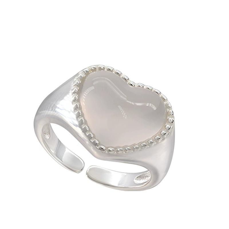 Vintage Silver Color Love Heart Ring For Women Girl Trendy Simple Temperament Sweet Wedding Bride Aesthetic Jewelry Gift