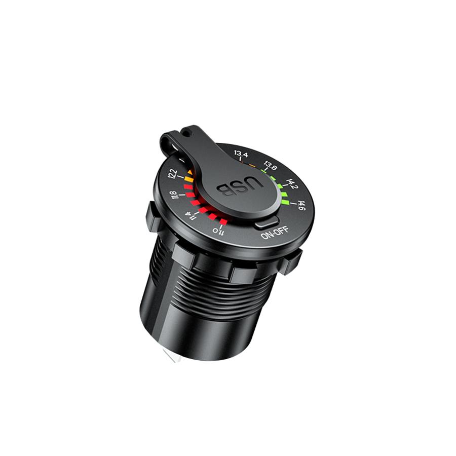 4.8A 12V Car Boat Dual USB Fast Charger Adapter Power Outlet Socket w/ Voltmeter