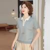 Mamas Sommer-Eis-Seiden-Reversbluse - Stilvolles kurzärmeliges Oberteil für Frauen mittleren und höheren Alters