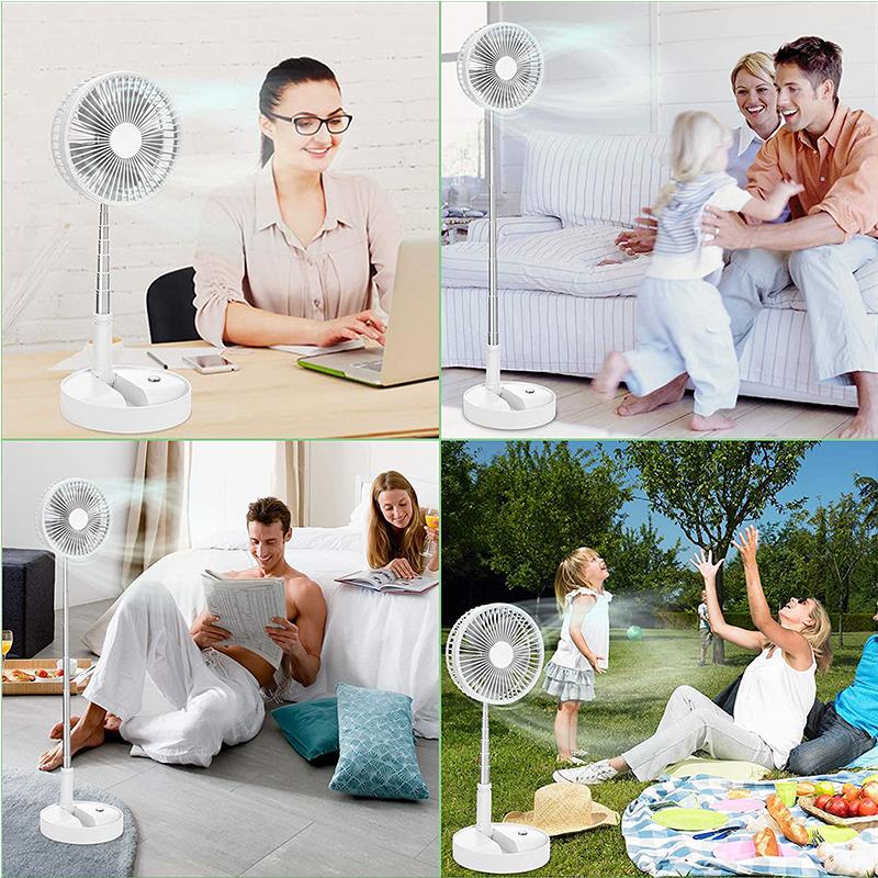 Small Round Table Indoor Floor Outdoor Using Portable Camping Stand Foldable Rechargeable Fan Home Appliance Custom Folding Fan