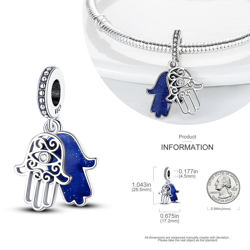 Copper Blue Eyes And Palm Charms Crucifixion Beads Women Girlfriends Jewelry Gift