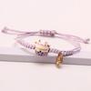 Hand Woven Wax Thread Ceramic Wealth Attracting Cat Bracelet, Cute Cat Adjustable Hand Rope Bracelet