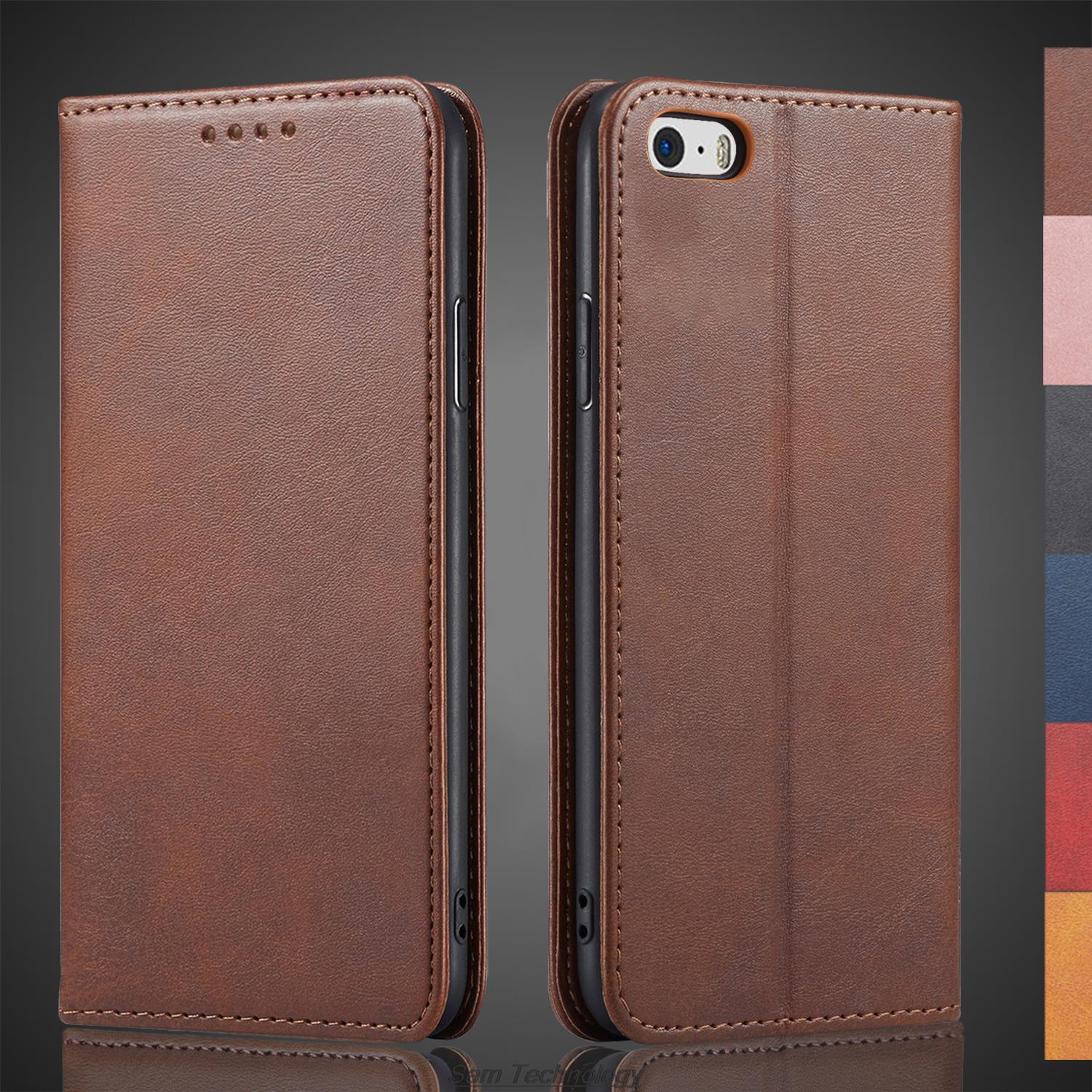 

Magnetic attraction Leather Case for Apple iPhone 5 5S / iPhone SE (2016) Holster Flip Cover Case Wallet Phone Bags Fundas Coque Just Case