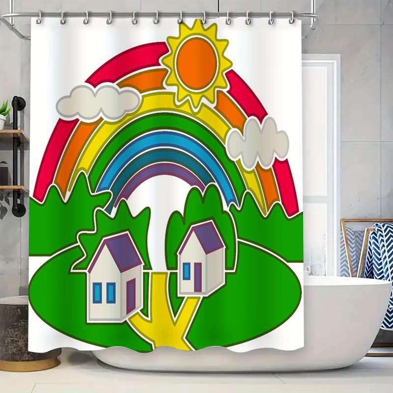 

Vintage-Style Shower Curtain With Elegant Geisha Design Featuring Mountains Trees Perfect For Bathroom Decor #Showercurtain #Gei W60H190(CM)-1 Pcs
