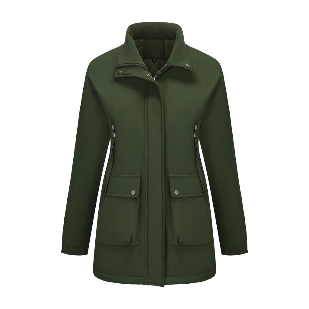 Damen Casual, Stilvoll, Abnehmbare Kapuze, Winddicht, Warme Wanderjacke, Winddichter Mantel, Baumwollmantel