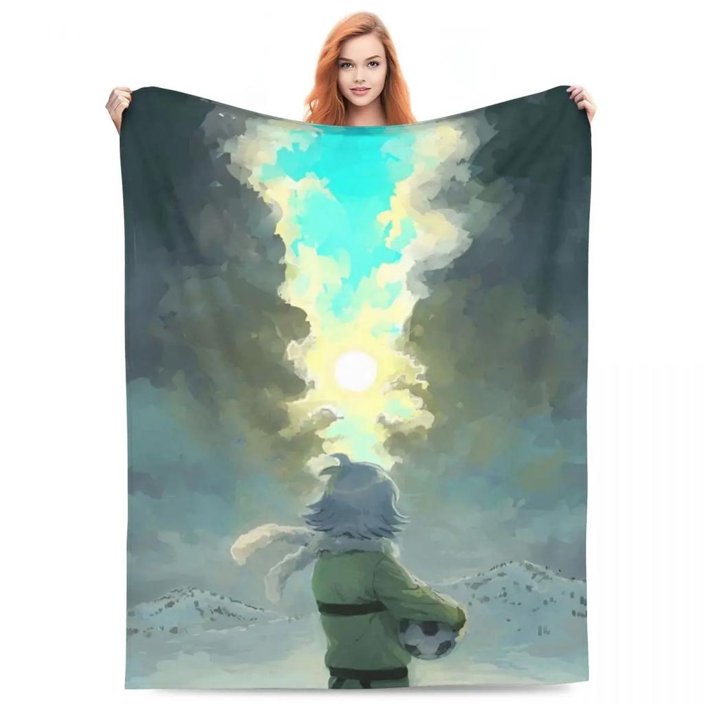 Inazuma Eleven Decken Flanell Textil Dekoration Videospiel Sportspiel Atmungsaktiv Weich Überwurfdecken für Zuhause Reise Steppdecke
