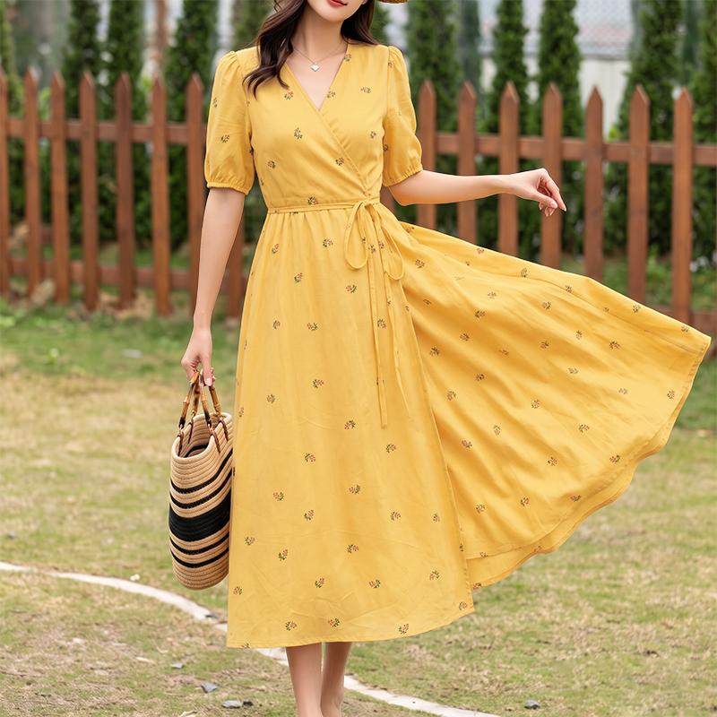 ZANZEA Women Casual V-Neck Half Sleeve Elegant Summer Floral Print Dress