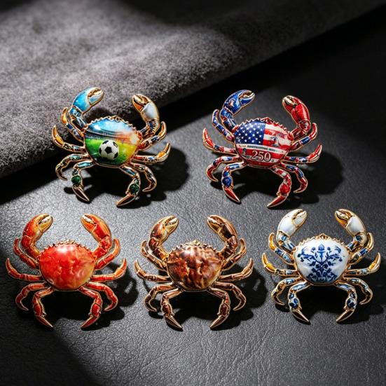 Süße Krabben Brosche für Damen Herren Vintage Krabbe Emaille Anstecknadel Meeres Tier Brosche für Jacken Hüte Schals Taschen