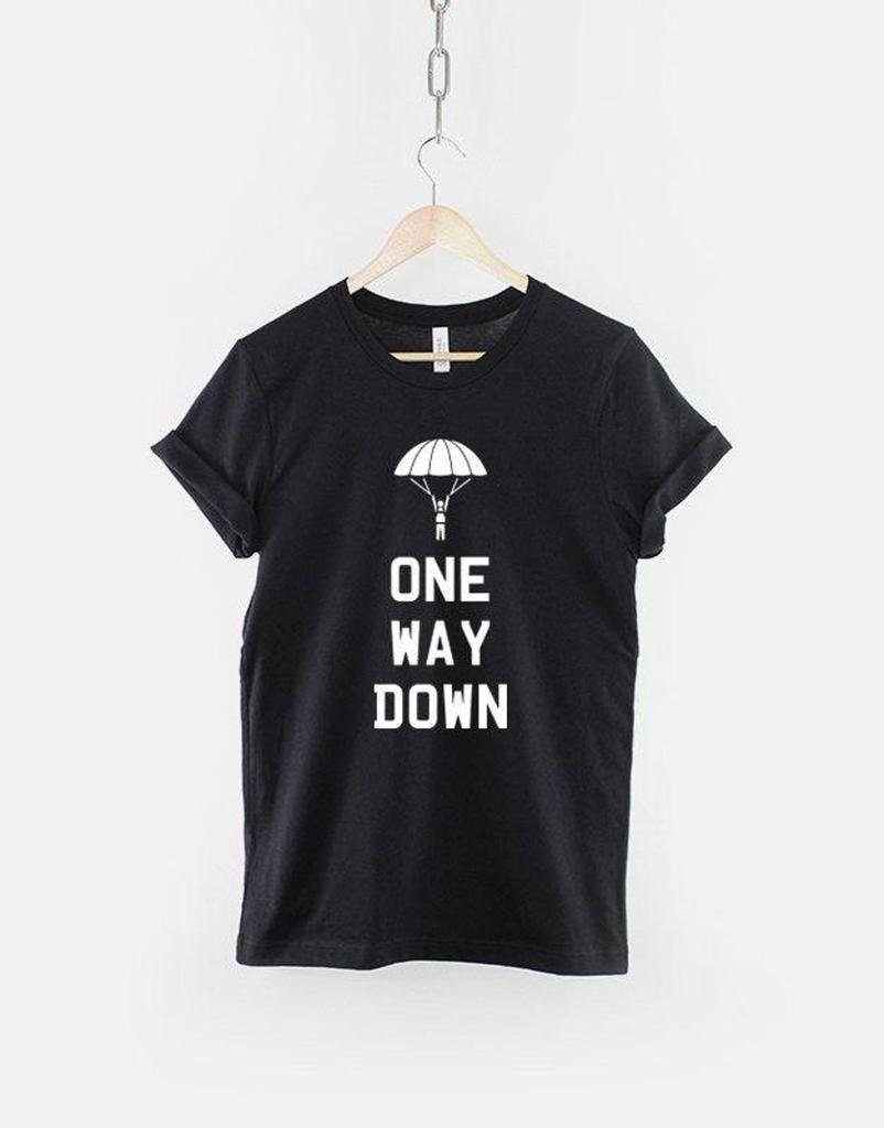 Sky Diving Tshirt One Way Down: Base Jumper Graphic Tee, Soft Cotton | Parachuting Gift, Unisex Sizes | Adventure Apparel