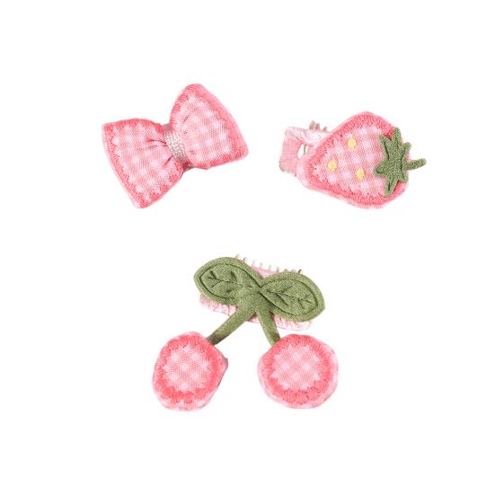 3Pcs Pet Hair Clips Strawberry Cherry Bow Hairpin Small Puppy Cat Hair Clip Pet Hair Accessories Dog Hair Grooming Cat Accessories