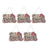 5pcs Christmas Ornaments Wooden Holiday Reusable Decorative Signs for Tree Door Window