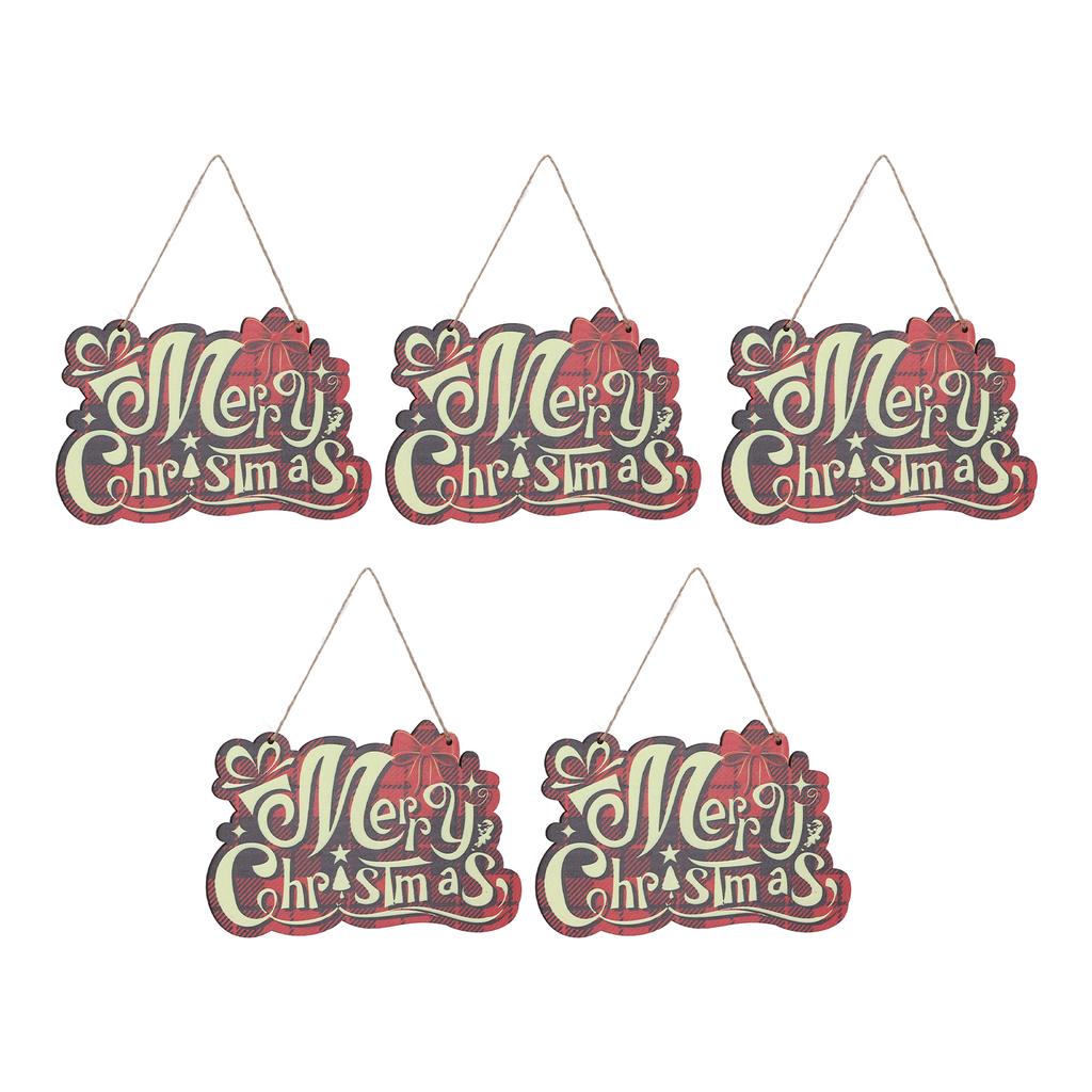 5pcs Christmas Ornaments Wooden Holiday Reusable Decorative Signs for Tree Door Window