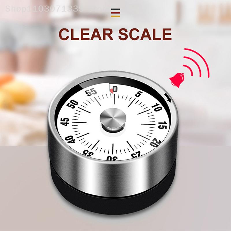 1Pcs Stainless Steel Visual Timer Mechanical Kitchen Timer 60-Minutes Clock Timer With Loud Alarm Magnetic Clock Timer
