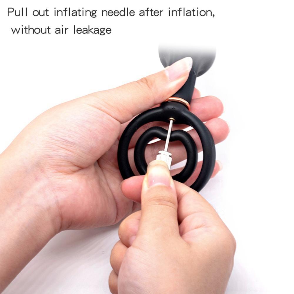 Inflatable Anal Plug with Steel Balls Prostate Massager G-spot Clit Stimulator Adult Toys for Men