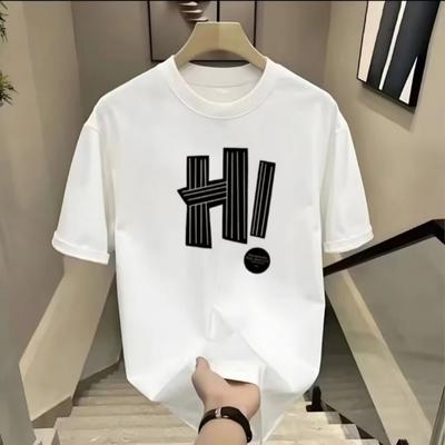 Camiseta de manga corta de moda para hombre, marca de moda, holgada, de verano, nueva, con estampado HI
