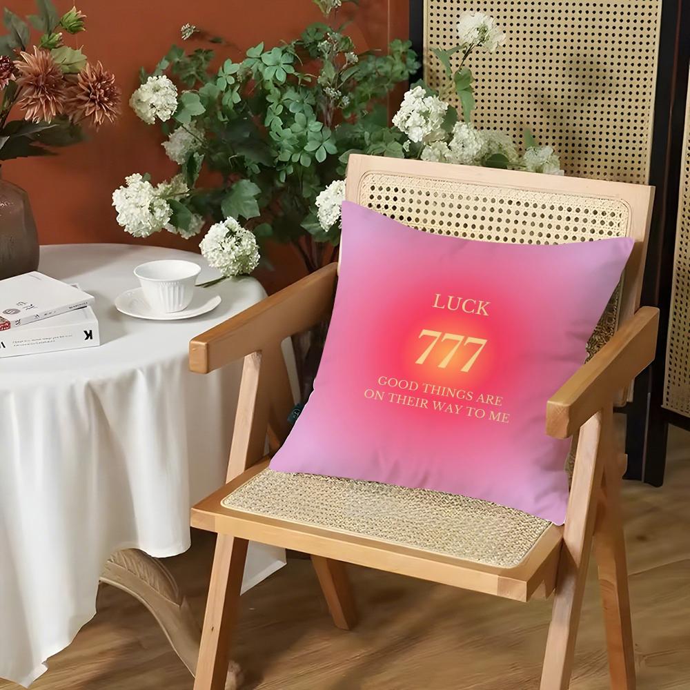 Lucky Angel Numbers Christian Women Cushion Cover Silky Short Plush Invisible Zipper Dustproof Sofa Pillow Case for Home Decor