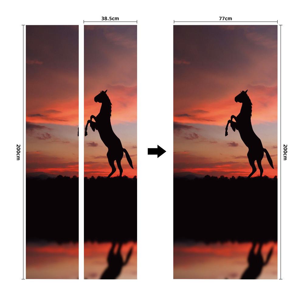 Meiji Creative Environmental Protection Stallion 3D Door Sticker Renovation Self-Adhesive Bedroom Wall Sticker Direct Sales Door Frame