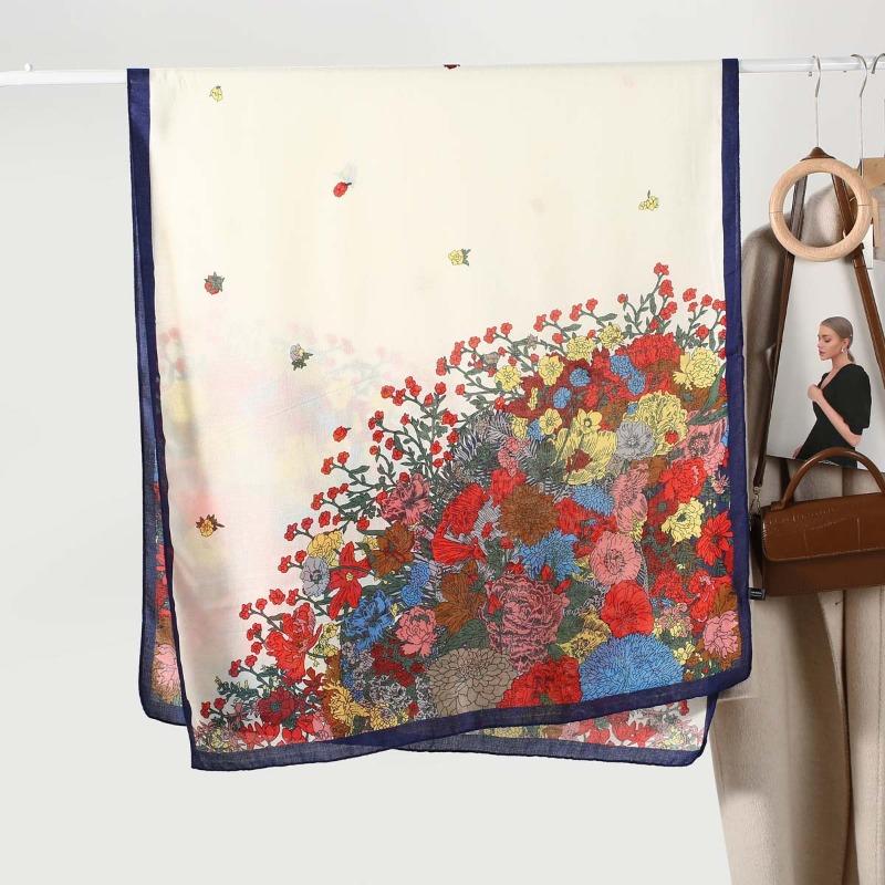 Spring and autumn fashion new hemp feel women's printed scarf summer travel vacation sunscreen scarf shawl