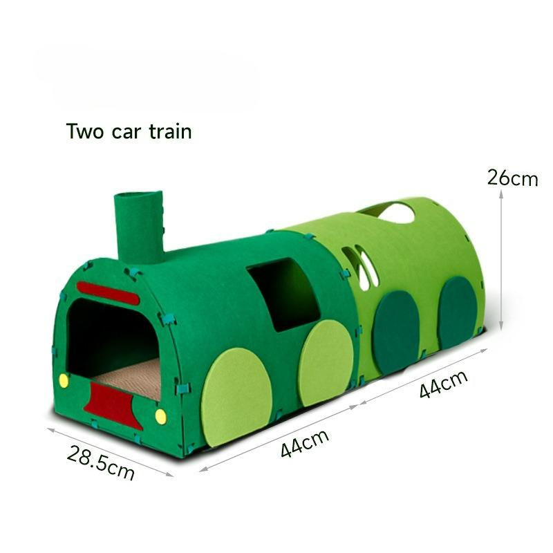 

Cat Tunnel Cat Scratching Board Self-hi Toy Green Leather Train Channel Drilling Corrugated Non-woven Claw Car Cat Nest