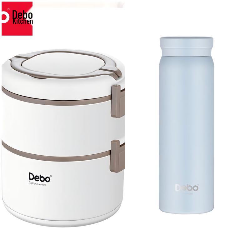 

Debo 304 Stainless Steel Double-Layer Lunch Box with Vacuum Flask Set