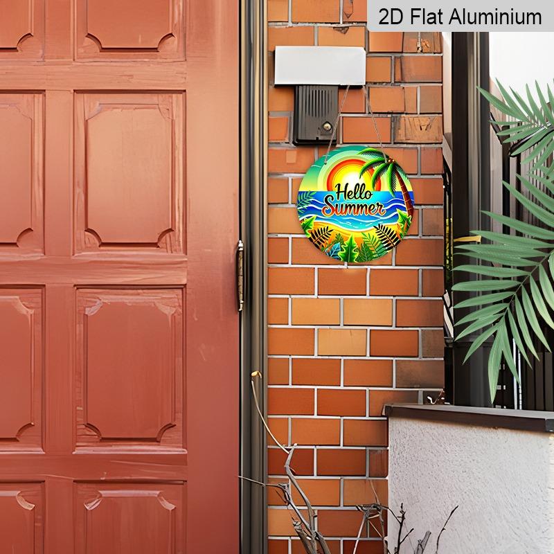 2D Flat Summer-themed Welcome Signs and Aluminum Decorative Plaques In Various Sizes. Tropical Beach Palm Tree Wreath Wall Decorations, Summer