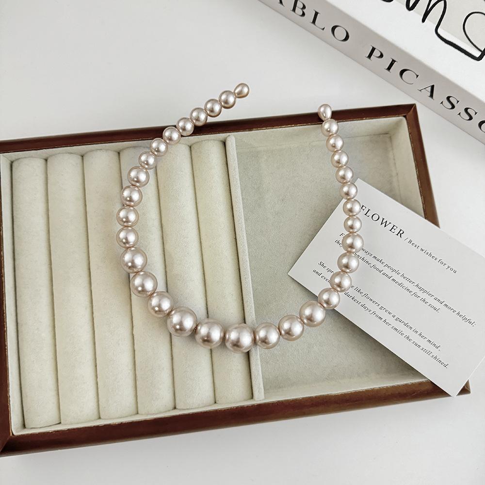 

Pearl Elegance Headband Small Pearl Heightening Cranio-Top Out Retro Style Headband Pearl Hair Accessories шампанского