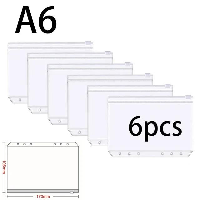 A5 A6 A7 Zip Tašky s volnými listy 6 otvorů Kapsy na pořadač Plastový pořadač Složky na zip Vodotěsné Dokumenty Notebooky Karty white